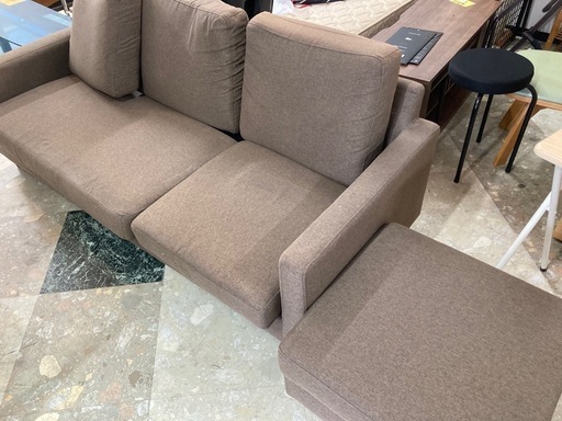 オットマン付き　3人掛けソファー　中古　リサイクルショップ宮崎屋　住吉店25.8.20