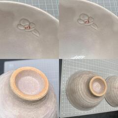 萩焼　萩つばき  飯碗ペア ホテル椿山荘東京オリジナル　和食器　椿柄　　現行品　飯椀　ごはん茶碗の画像