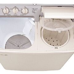 【二槽式洗濯機】 日立アプライアンス　青空　ＰＳＨ－４５Ｌ　洗濯容量４.５ｋｇ・脱水容量５.０ｋｇ　７５０×４２５×８９３センチメートル　中古使用品（２０１８年～今現在・キズや剥がれや汚れ有・脱水槽中蓋が閉まりやすい・動作順調） ※常温保存可　★お取引日時（未定）：事務所ご近所様の依頼品で今現在使用中そして全自動洗濯機購入検討中の為、全自動洗濯機の購入後（いつになるか未定） ★お取引場所：春日部市武里中野もしくは近辺の画像