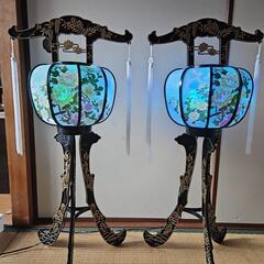 【美品】京仏灯  盆提灯 回転式一対 八坂灯(花)の画像