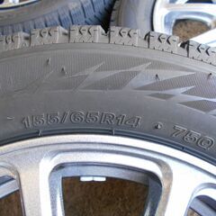 🌟美品‼️社外14インチアルミ&スタッドレスタイヤ4本セット☆155/65R14☆14×4.5J☆4×100🌟の画像