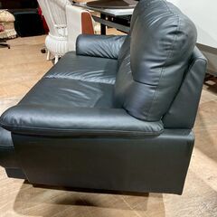 【愛品館 市原店】2人掛けソファ合皮張り（黒）の画像