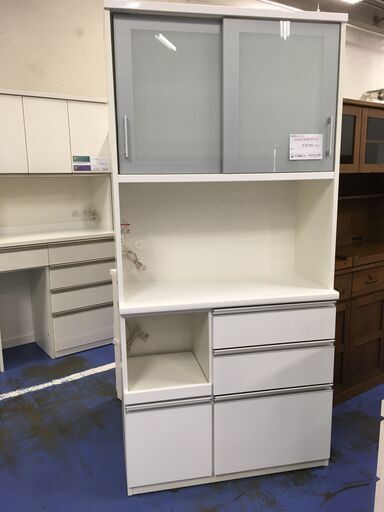 ★リユースのサカイ横浜南店★YM1371 松田家具 レンジボード ホワイト W98×D45×H205 クリーニング済み