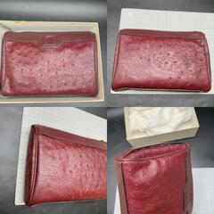 未使用 GHERARDINI（ゲラルディーニ）Ostrich lea ダチョウ革 セカンドバッグ　ポーチ　クラッチバッグメンズレディース　ワインレッド  G.Gサバント WN 35-003の画像