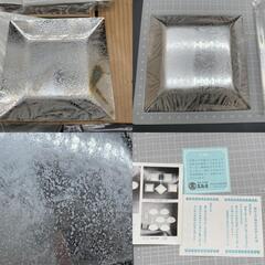 銀仕上げ　銘々角皿5枚 銘々皿 小皿 シルバー　高島屋購入　デザートフォーク4点セット　和食器　金属工芸　お茶　茶道の画像