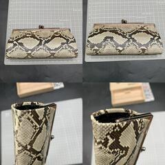 未使用保管品　南国特産　蛇皮　蛇柄　がま口　財布　昭和レトロ　和装　縁起物　パイソン柄　アンティーク　ヴィンテージ　の画像