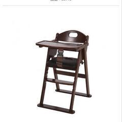 katoji 　子ども用　木製ワイドハイチェア ステップ切り替え（ブラウン）の画像