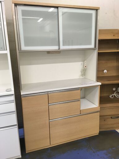 ★リユースのサカイ横浜南店★YM1372 NITORI レンジボード ライトブラウン/ホワイト W120.5×D50×H200.5 クリーニング済み