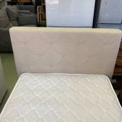 【リサイクルショップ　ピカソ　小松原】🛏️ ファブリック スチールフレーム すのこ床 シングルベッド マットレスセット 🛏️ ★7494★の画像