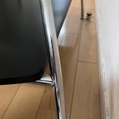 【美品・ほぼ未使用】ニトリ ガラステーブル　黒・シルバーモダン＆シンプルの画像