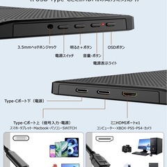 【新品未使用】モバイルモニター 15.6インチ フルHD キックスタンド型&保護カバー 薄型の画像