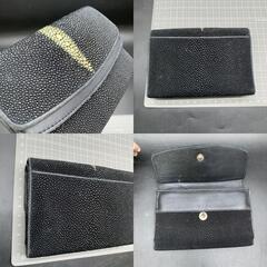 折り財布  スティングレー ガルーシャ  三つ折り　小銭入れ有　ブラック  中古　ウォレットメンズレディース黒の画像