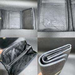 折り財布  スティングレー ガルーシャ  三つ折り　小銭入れ有　ブラック  中古　ウォレットメンズレディース黒の画像