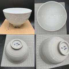 出石焼　小嶋昇山　白磁菊堀茶碗　共箱　茶道具　抹茶椀　お茶椀　未使用保管品　お椀の画像