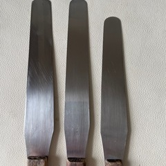 菓子用 調理器具 パレットナイフ ケーキナイフ ステンレス製スパチュラ 堺孝行 9号 堺孝行 8号 カネフジ 9号 3本セット 中古品  の画像