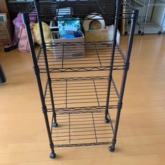 4段スチールラック　ブラウン　収納棚　小回りOK 　キッチン、洗面所の整理整頓の画像