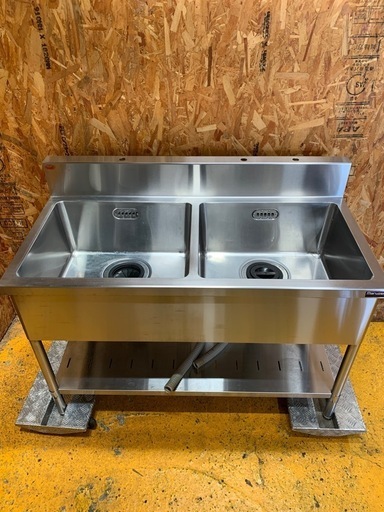 a(7416) マルゼン 2槽シンク 業務用 ステンレス 2槽 シンク W1200D600H800BG150 流し台 厨房 飲食店 直接お引き取りも大歓迎 大阪