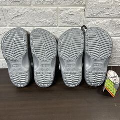 【新品タグ付】北海道日本ハムファイターズ クロックス コラボサンダル 21cm シルバー 野球 グッズ crocs kids ジュニア用 2足セット！の画像