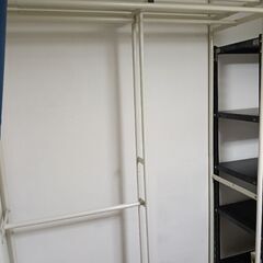 突っ張り クローゼットハンガー ラック ワイド カーテン無し ワードローブの画像