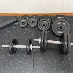 ホームジム一式 IROTECベンチ＋ダンベル40kg＋懸垂マシン＋マット16枚／福岡 引き取り限定の画像