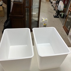 I2508-532 ダイソー スクエア収納ボックス（深型） ホワイト2個セット ※バラ売り不可 中古の画像