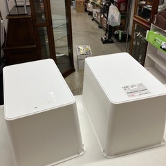 I2508-532 ダイソー スクエア収納ボックス（深型） ホワイト2個セット ※バラ売り不可 中古の画像