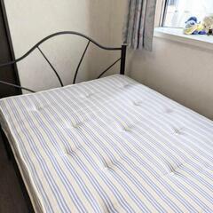 【引取りに来て頂ける方限定】シングルベッド　西川ベッドマットレス付　スチール製アイアンベッド　ブラックの画像