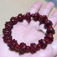 ●12.2mm●ロータス彫刻シナバーブレスレット●の画像