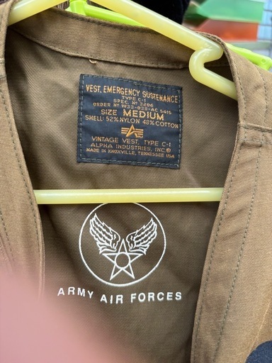 90s ALPHA ミリタリーベスト AIRFORCEデッドストック USA製