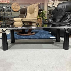 E19★センターテーブル★ローテーブル スクエア W120cm ブラック モダン スタイリッシュ シック ガラス調天板の画像