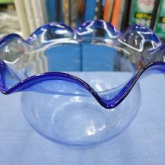 金魚鉢 直径19cm 高さ14cm ガラス製 クリアブルー 水槽 インテリア メダカ 札幌 西岡店の画像