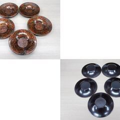 津軽塗 木製 漆器 茶器 まとめ売り (茶櫃 茶筒 茶合 急須台 茶托５枚) 煎茶道具 伝統工芸品 苫小牧西店の画像