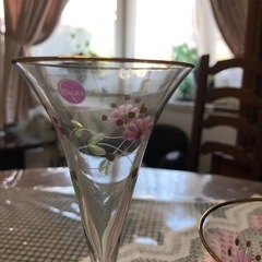 新品　花模様のシェリーグラス　3個セット　の画像