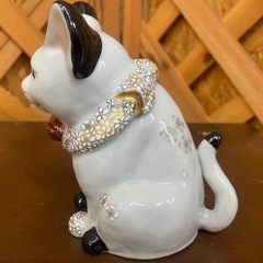 【愛品館江戸川店】4代目 西由紀夫 九谷焼 本金墨花詰 招き猫  ID:112-051907-007の画像