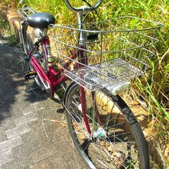 中古自転車 town bicyle advance ママチャリ 自転車 内装3段変速 27インチ LEDオートライト レッド 通勤 通学 近所のお出掛けなどにの画像