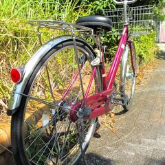 中古自転車 town bicyle advance ママチャリ 自転車 内装3段変速 27インチ LEDオートライト レッド 通勤 通学 近所のお出掛けなどにの画像