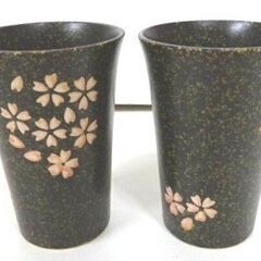M0040 焼酎サーバー スリムサーバー 陶器製 タンブラー2個付き 桜花びら柄 長期保管品の画像