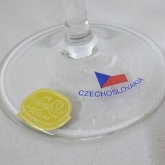 M0041 BOHEMIA GLASS ボヘミアガラス シャンパングラス ワイングラス 2客セット チェコスロバキア 長期保管品の画像