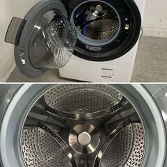 2022年製 シャープ コンパクト ドラム式電気洗濯乾燥機 洗濯7kg/乾燥3.5kg 左開き ES-S7G-WL 単身 カップル 中古家電 店頭引取歓迎 R9950の画像