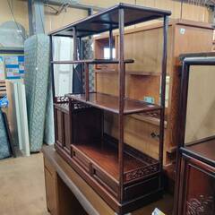 【愛品倶楽部柏店】唐木 花梨材 飾り棚 ※各所状態要確認の画像