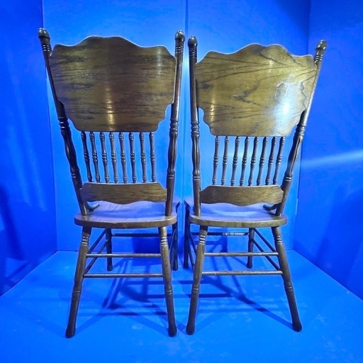 シンリー Shin Lee 2脚セット ダイニング 椅子 チェア 彫刻 オーク材