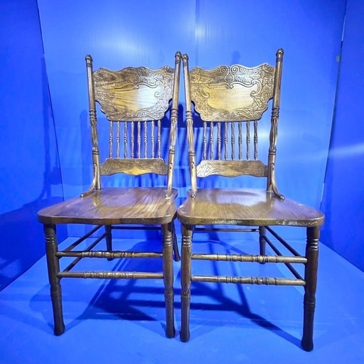 シンリー Shin Lee 2脚セット　ダイニング　椅子 チェア　彫刻 オーク材