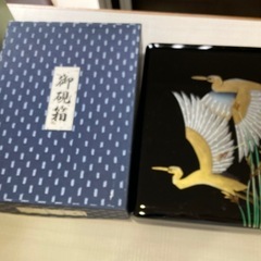 漆塗り　鶴　黄金　箱　電報　の画像