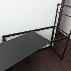 【無料】Francfrancデスク 机 黒 ガラスの天板 おしゃれの画像