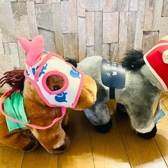 競走馬ぬいぐるみ　1993年年度代表馬ビワハヤヒデ　当時のぬいぐるみ　2点　　貴重なお品の画像