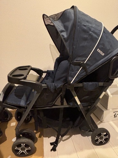 カトージ 2人乗りベビーカー　 二人でゴー&リアシートセット/ネイビー