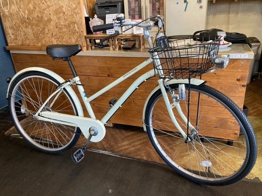【SALE！8月末まで防犯登録無料！前後タイヤ・チューブ新品！】シングルギア　26インチ自転車　ホワイト