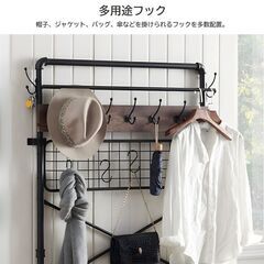 【引取限定！新品未使用】コートラック ハンガーラック 棚付 インダストリアル クローゼット 衣装ケース ラック 収納棚 組み立て式 大容量 多機能 収納ボックス 衣類収納 小物収納 おしゃれ WP-80の画像