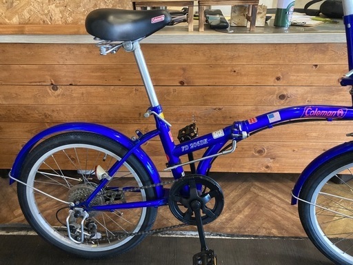 【SALE！8月末まで防犯登録無料！前後タイヤ・後輪チューブ新品！Coleman】高さ調整可能　6段変速　20インチ折りたたみ自転車　ブルー