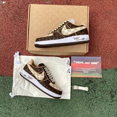 Louis Vuitton Nike Air Force 1 Low Monogram Brown Damier Azurの画像